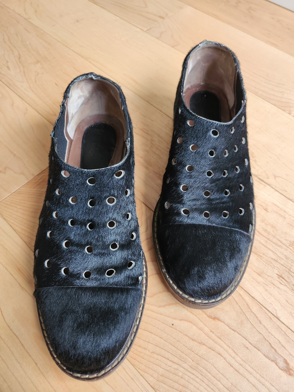 Marni Peforated Slip-On In Black Calf Hair
